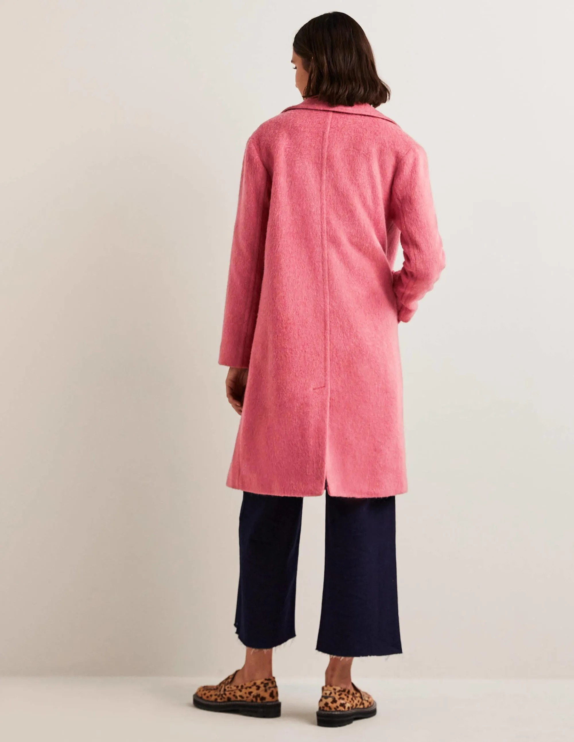 Wool Blend Collared Coat-Dusty Red