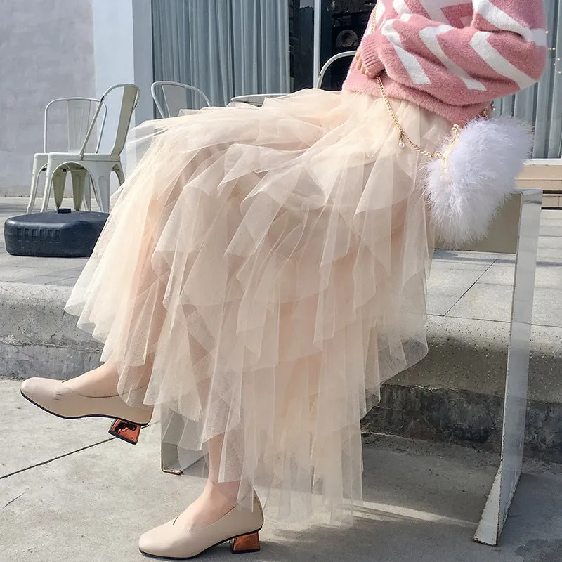 yarn layer cupcake fairy skirt knee length poncho flared dress for women
