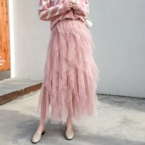 yarn layer cupcake fairy skirt knee length poncho flared dress for women