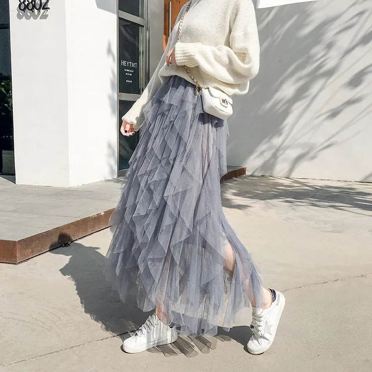 yarn layer cupcake fairy skirt knee length poncho flared dress for women